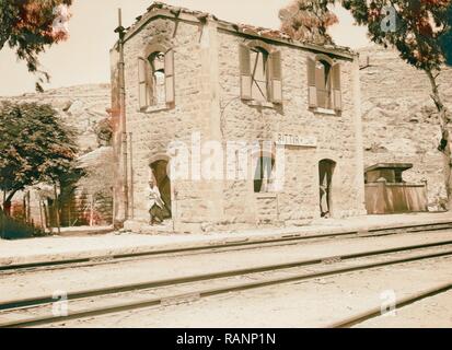 Bittir station entkernt mit Feuer. 1934, West Bank, Bethar, Naher Osten. Neuerfundene durch Gibon. Klassische Kunst mit einem modernen Neuerfundene Stockfoto