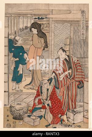 Judanme, Akte 10 [Der kanadehon Chushingura]. 1807., 1 Drucken: Holzschnitt, Farbe, 37,3 X 25,5, Drucken zeigt Amakawaya neuerfundene Stockfoto