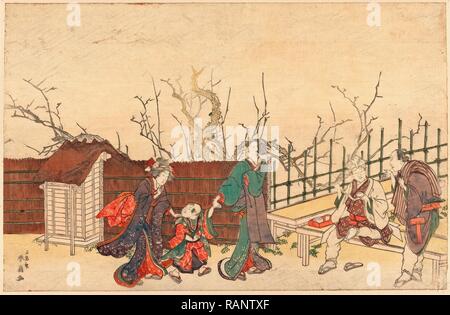 Kameido Umeyashiki, eine Villa in Kamedo. [181-], 1 Drucken: Holzschnitt, Farbe, 24,7 X 37,8, Drucken zeigt zwei Männer und zwei Neuerfundene Stockfoto