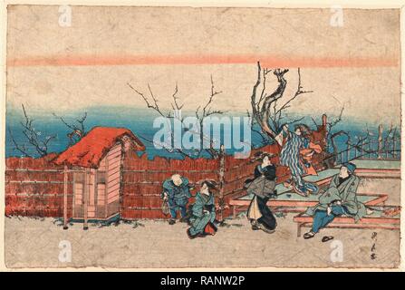 Kameido Umeyashiki, Villa am Kameido. [Zwischen 1830 und 1868], 1 Drucken: Holzschnitt, Farbe, 22,9 X 34,1, Drucken zeigt eine Neuerfundene Stockfoto