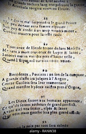 Vierzeiler, Musée de Nostradamus Nostradamus, Salon-de-Provence Musée Nostradamus, Salon-de-Provence, Provence, Frankreich Stockfoto