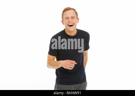 Frohe glückliche Mann an den Witz lachen Stockfoto