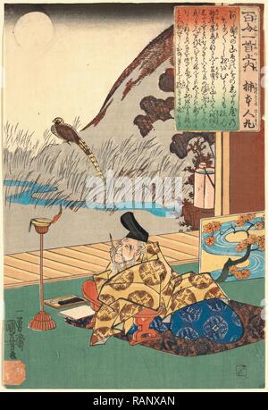 Kakinomoto No Hitomaro, Utagawa [zwischen 1844 und 1854], 1 Drucken: Holzschnitt, Farbe, 34,3 X 23,1, Drucken zeigt Kakinomoto neuerfundene Stockfoto