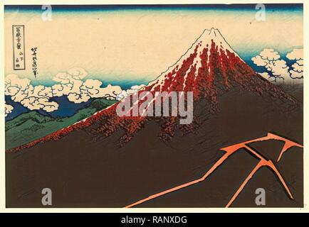 Sanka Hakuu, Dusche unter dem Gipfel. [Zwischen 1826 und 1833 gedruckten Später], 1 Drucken: Holzschnitt, Farbe., Drucken zeigt Neuerfundene Stockfoto