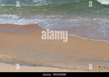 Ruhige Nahaufnahme Wellen Grün Wasser Ruhe Surf schöne Orange Sand tropischen Florida Beach Atlantik Küste im Freien Natur tagsüber USA Stockfoto