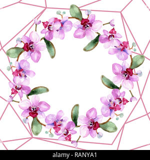 Orchidee Blumen botanischen Blume. Wild Federblatt wildflower isoliert. Aquarell Hintergrund Abbildung. Aquarell Zeichnung mode Aquarelle ist Stockfoto