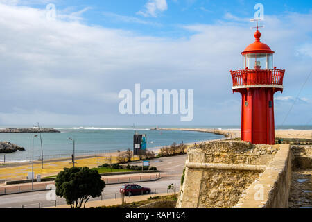 Figueira da Foz, Portugal - Januar 26, 2018: Blick auf das Meer von der Festung von Santa Catarina, Portugal Stockfoto