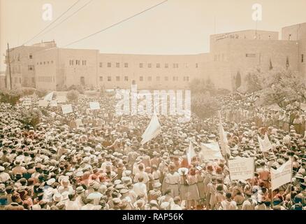 Jüdischen Protesten gegen Palästina White Paper, 18. Mai 1939. Demonstranten vorbei an den Gebäuden der Neuerfundene Stockfoto