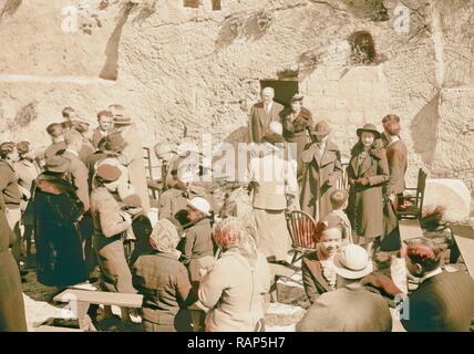 Ostern Morgen beim Gartengrab, April 9, 1939 Gruß am Ende des Service. 1939, Jerusalem, Israel neuerfundene Stockfoto