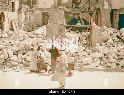 Jenin, Sept. 3, Bewohner retten ihr Haus - halten. 1938, West Bank, Jenin. Neuerfundene durch Gibon. Klassische neuerfundene Stockfoto