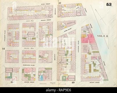 Platte53: Karte von der 9th Street begrenzt, Fourth Avenue, 4th Street, Universität statt. 1857, 1862, Perris und Browne, Neue Neuerfundene Stockfoto