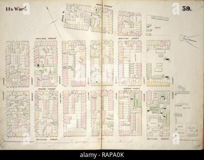 Platte39: Karte von Houston Street, Avenue D, 3rd Street, East River, Rivington Street, Willett Straße begrenzt. 1852 Neuerfundene Stockfoto