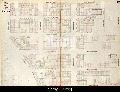 Platte52: Karte begrenzt durch East 17. Straße, Second Avenue, East 12. Straße, Bowery, Fourth Avenue. 1852, 1854 überarbeitet Stockfoto