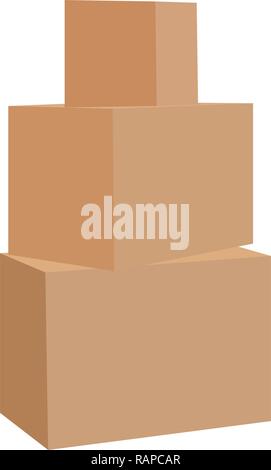 Kartons stapeln. Stapel von Paketen. Grafik Design Element für Flyer, Poster, mail Service Service weltweit Werbung. Auf weissem Hintergrund. Vector Illustration Stock Vektor