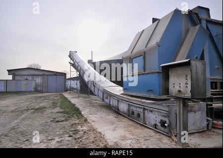 Gambarana (Pavia, Italien) für die Produktion von Strom aus Biomasse in 'Burg' Farm. Stockfoto