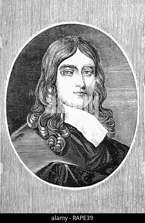 John Milton (1608-1674) war ein englischer Dichter, Polemiker, Literaten und Beamten für den Commonwealth von England unter dem Rat der Staats- und später unter Oliver Cromwell. Er schrieb in einer Zeit des religiösen Strömungen und politische Unruhen, und ist am besten für seine epischen Gedicht Paradies verloren (1667), leere Vers geschrieben. Stockfoto