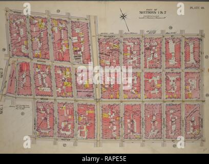 Platte 18, Teil der Abschnitte 1 und 2: Durch die Spring Street, Bowery Street, Delancey Street, Orchard Street begrenzt, Hester neuerfundene Stockfoto