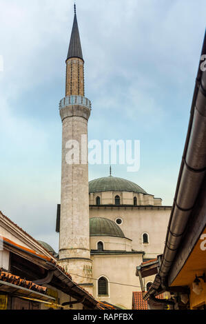 Die Gazi-husrev-Beg Moschee und Minarett, das größte historische Moschee in Bosnien, Bascarsija alten Bazar, Sarajevo, Bosnien und Herzegowina Stockfoto