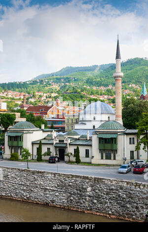 Klassischen osmanischen Stil Kaiser Moschee oder careva Džamija, im 15. Jahrhundert erbaut, Sarajevo, Bosnien und Herzegowina Stockfoto