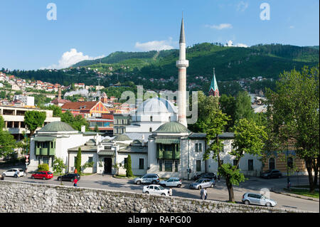 Klassischen osmanischen Stil Kaiser Moschee oder careva Džamija, im 15. Jahrhundert erbaut, Sarajevo, Bosnien und Herzegowina Stockfoto