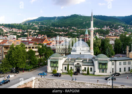 Klassischen osmanischen Stil Kaiser Moschee oder careva Džamija, im 15. Jahrhundert erbaut, Sarajevo, Bosnien und Herzegowina Stockfoto