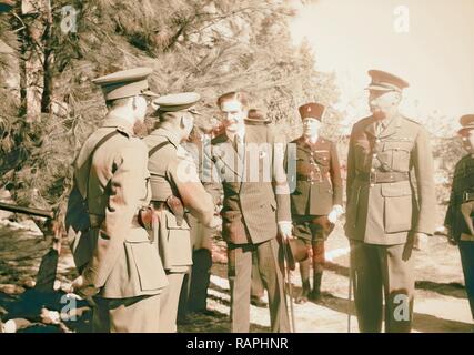Ankunft in Palästina von Herrn Anthony Eden. Herr Antony Eden zu Offiziere in der Armee von General Barker & Allan neuerfundene eingeführt. Stockfoto