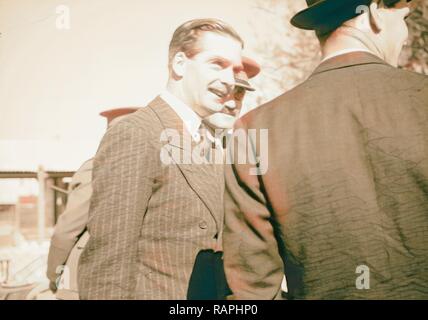 Ankunft in Palästina von Herrn Anthony Eden. Herr Antony Eden, hautnah. 1940. Neuerfundene durch Gibon. Klassische Kunst mit einem Neuerfundene Stockfoto