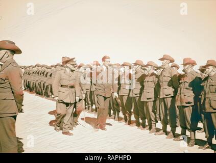 Ankunft in Palästina von Herrn Anthony Eden. Herr Anthony Eden Inspektion A.I.F., Australische Kaiserlichen Truppen. 1940 Neuerfundene Stockfoto