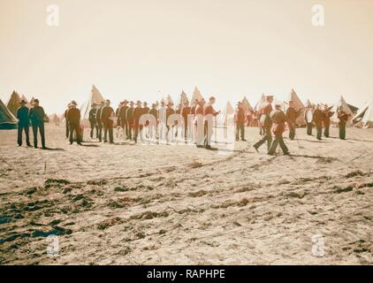 Ankunft in Palästina von Herrn Anthony Eden. Herr Anthony Eden und Gruppe. Allgemeine Ansicht von Camp und Inspektion. 1940 Neuerfundene Stockfoto