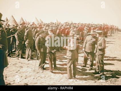 Ankunft in Palästina von Herrn Anthony Eden. Herr Anthony Eden mit Männern und Offiziere der A.I.F., Australian Imperial neuerfundene Stockfoto