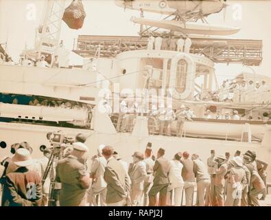 Ankunft des Negus nach Haifa. Foto zeigt die Familie des äthiopischen Kaisers Haile Selassie I in Haifa auf dem Neuerfundene Stockfoto