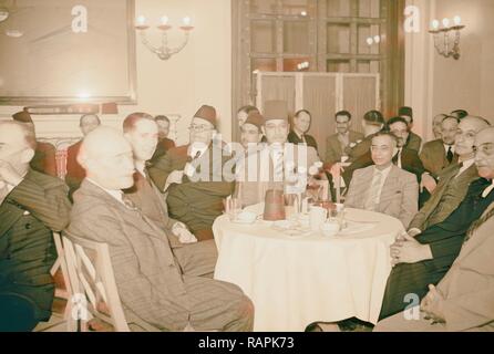 Die Rezeption im King David Hotel, Okt. 16, 1940 Für die Ägypter Ibrahim el-Mazuri & Tisch der Gäste einschließlich Herrn neuerfundene Stockfoto