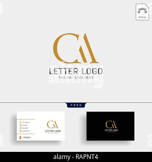 Schreiben ac, ca Gold creative logo Vorlage mit Business Card Stock Vektor