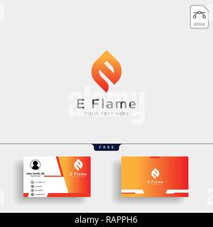 Buchstabe E flame logo Vorlage mit Business Card Stock Vektor