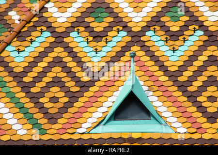 Matthias Kirche Detail des Daches. Stockfoto