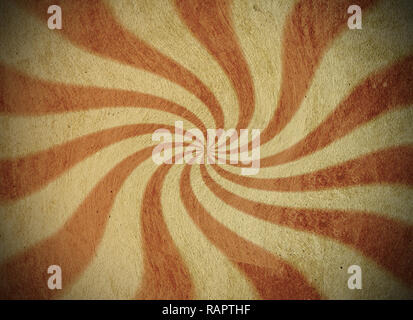 Rot und Gelb vintage Starburst swirl Hintergrund mit Vignette Stockfoto