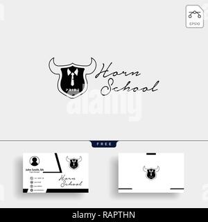 Horn Bildung, Lernen logo Vorlage mit Business Card Stock Vektor