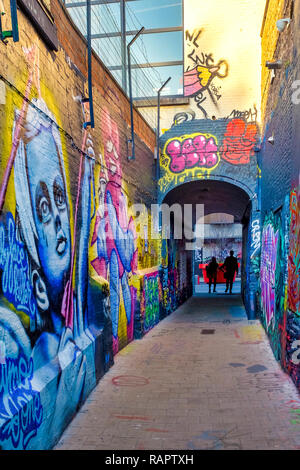 Werregarenstraat, offiziell Street Art Tunnel in Gent, Flandern, Belgien sanktioniert Stockfoto