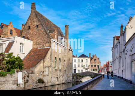 Gouden Handrei Kanal und Brücke in Brügge, Flandern, Belgien Stockfoto