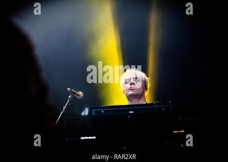 Die englische New-Wave-Band Duran Duran führt ein Live Konzert bei den Danish Music festival NorthSide 2016 in Aarhus. Hier Keyboarder Nick Rhodes gesehen wird live auf der Bühne. Dänemark, 19/06 2016. Mit Ausnahme von Dänemark. Stockfoto