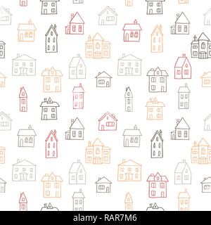 Kleine Stadt wohnungen Vektor - nahtlose Hintergrund Abbildung. Stock Vektor