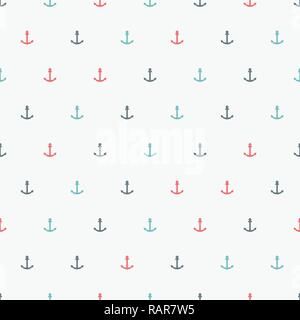 Anker vektor Textur - einfache Pastellfarben Abbildung. Spärliche nahtlose nautische Hintergrund. Stock Vektor
