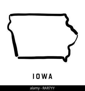 Iowa state Map outline-glatten vereinfachte US-form Karte Vektor. Stock Vektor