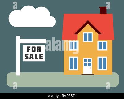 Haus zum Verkauf - einfachen Vektor Immobilien Abbildung. Stock Vektor