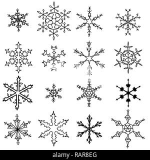 Schneeflocke winter Symbole gesetzt. Sammlung von Schneeflocke Symbole. Stock Vektor