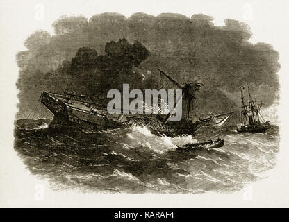 Einwanderer Fahrgastschiff "Martin Luther", verloren im Meer, 1855 Stockfoto