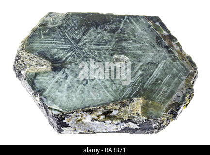 Makrofotografie von natürlichen Mineral aus geologische Sammlung - grobe Phlogopit (Magnesium Glimmer) Stein auf weißem Hintergrund Stockfoto