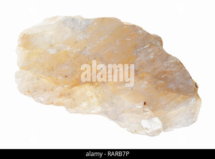 Makrofotografie von natürlichen Mineral aus geologische Sammlung - grobe Belomorite (plagioklas Mondstein, peristerite) Stein auf weißem Hintergrund Stockfoto