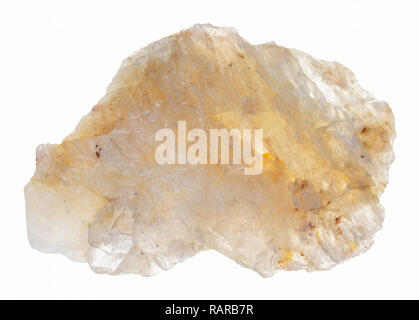 Makrofotografie von natürlichen Mineral aus geologische Sammlung - raw Belomorite (plagioklas Mondstein, peristerite) Stein auf weißem Hintergrund Stockfoto