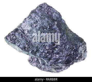 Makrofotografie von natürlichen Mineral aus geologische Sammlung - grobe Bornit (Peacock Erz) Stein auf weißem Hintergrund Stockfoto